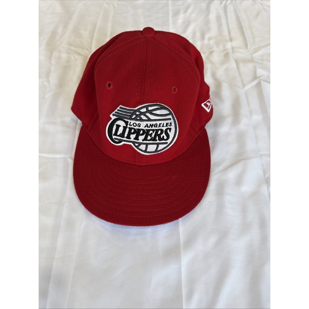 Los Angeles Clippers Hat Cap Fitted Mens 6 7/8 Red Blue NBA Basketball New Era